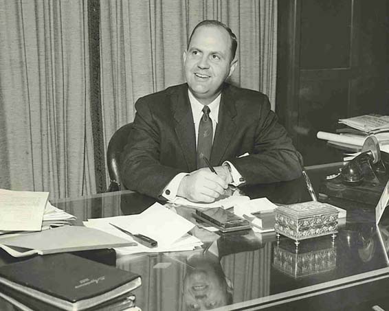 Mayor James C. Gardner at his desk in City Hall in 1954