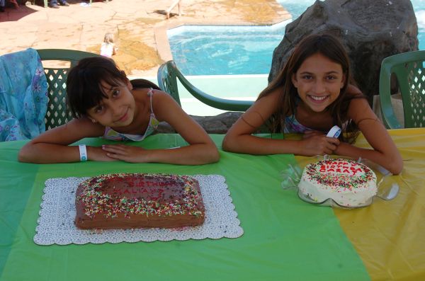 Cara and Malia with Birthday Cakes