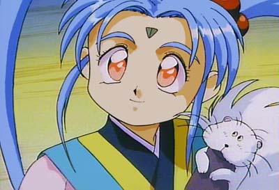 Sasami with her pet...uh...I have no idea what that is...