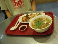 friend dumplings and sweet/sour soup