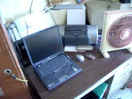My lappy and printer and desktop fan
