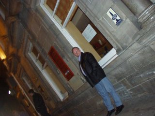 Silly man standing outside The Robert Nairn