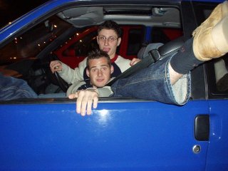 Ricky getting comfortable in Nico's car