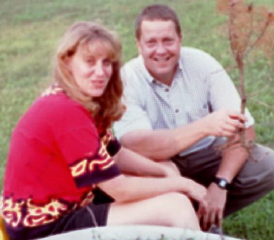 Erin and her significant other, Phil, in a shirt she stole from me, that I stole from daddy