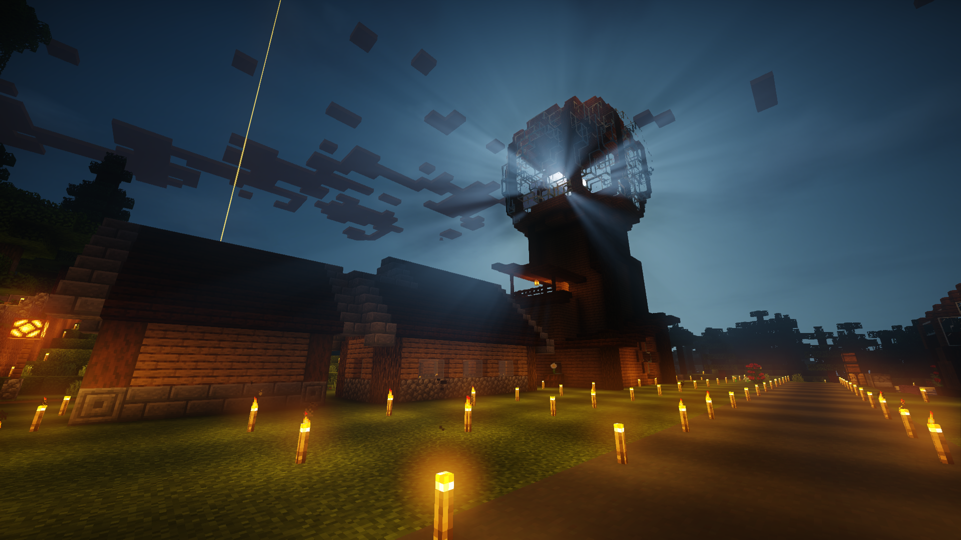 A view of The Orb at night.