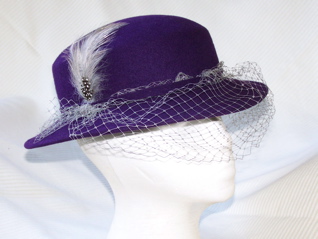 #21 Purple wool with grey feather and veil (used); $5