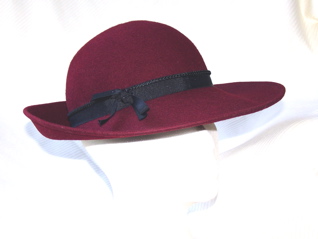#26 Burgundy felt with black band by Canadian Hat (used); $5