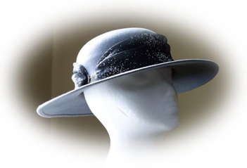 #31-1345 Reconditioned grey felt with organza with sparkles; was $15 now $7.50