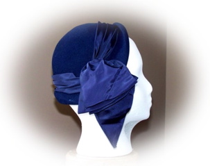 #34 Vintage navy felt pillbox; was $10 now $5