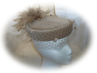 #35 Vintage beige velvet pillbox; was $10 now $5
