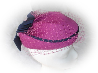 #38 pink/navy covered pillbox (used); was $10 now $5