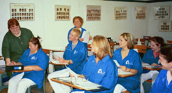 Classroom time at Seguin Beauty School #2.