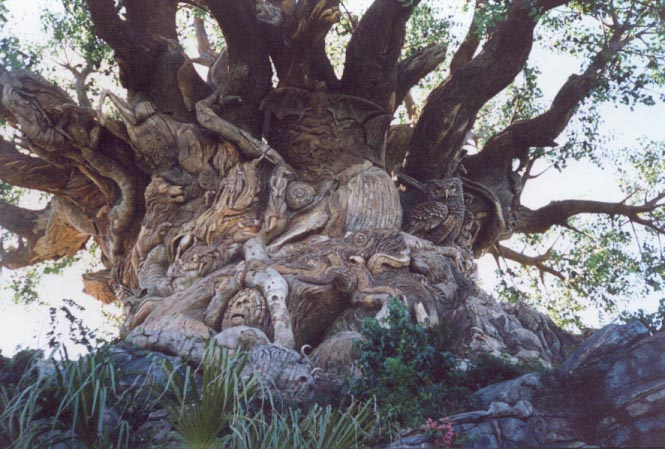 The Tree's trunk covered with over 325 amazing animal carvings