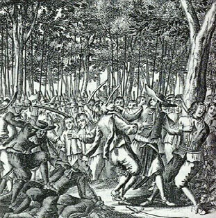 L'Ollonais forcing some poor guy to eat a heart