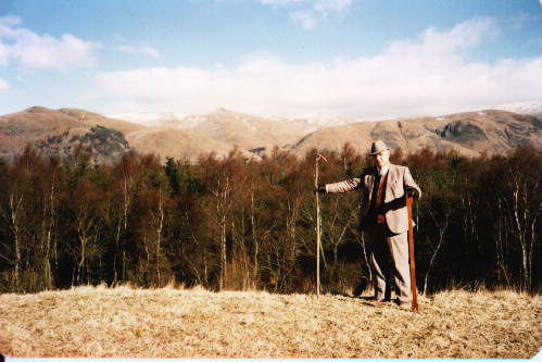 Dr Davie with ancient measuring
instruments: Photograph Copyright Milson Macleod 1990