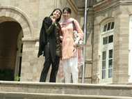 TV Talk Show Hostess/ FM Radio DJ Nyla Hazratjee (L) & Michelle Khan (R) in front of the parlour, June 2005 - Photo: AJ