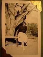 Kishwar Khanzada 1944-1953 sitting near the "Grandpa Tree"