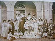A performance of The Mikado by CJM students. Photographed in front of the main Dining Hall, c.1907 - Photo courtesy of CJM (Murree - A Glimpse Through the Forest, Virgil Miedema)