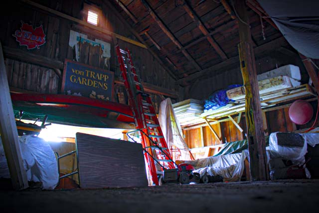 Inside of a barn