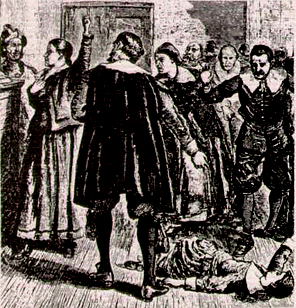 A lady fainting during a 'fit'