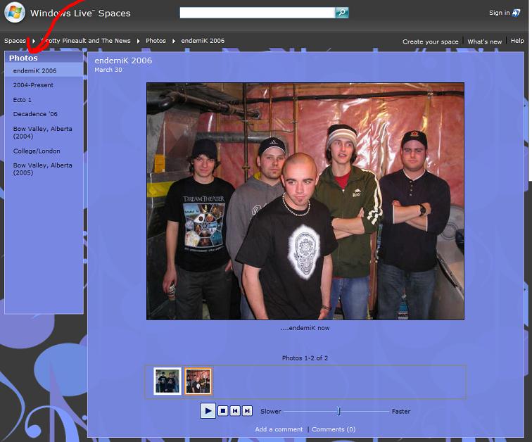 To Select desired album, click it on the drop down "View" menu