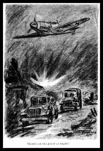"Bombs in the pitch of night."