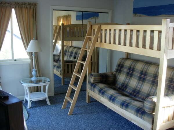 2nd Bedroom with Bunk in couch position- French Door access to deck.