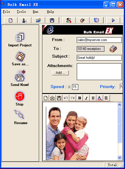 Bulk Email Screenshot