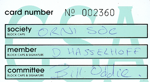 My Birdwatching Society Card
