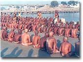 Naga Saints being baptized on the banks of Sangam at Kumbh Mela