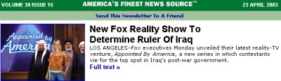 New Fox Reality Show to determine Ruler of Iraq
