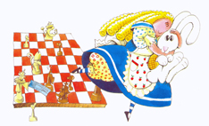Alice entra no jogo de xadrex...� a recria��o de M�nica a partir do livro Alice no Pa�s das Maravilhas de Lewis Carroll