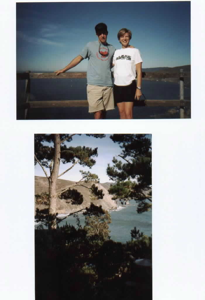 Chris and me and the Pacific; below, a view from his old home at Muir Beach