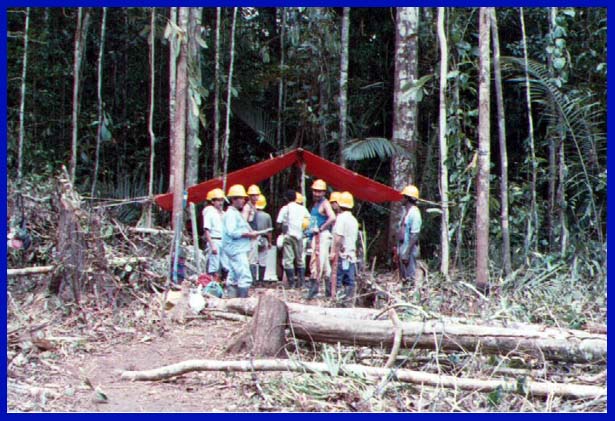Recording crew fly camp. I am inside the tent rapidly fixing the instruments. The helicopter is standing by to get my butt out quick before ELN finds out I'm there