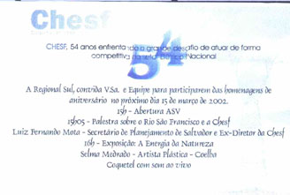 Convite Chesf 54 anos!! Em Salvador, Clique para ampliar.