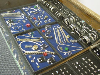 This is a picture of some of the Sterling Silver Jewelry on Display in our Showroom.