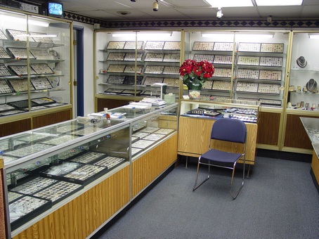 This is a Picture of Some of the Gemstone Showcases in our Showroom