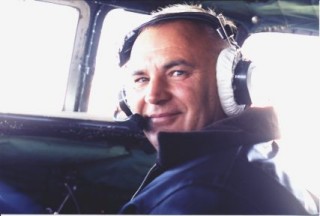 Aleksandr Kogut in the Li-2's cockpit