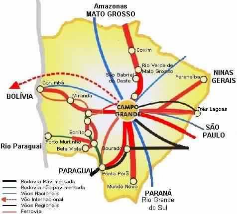 Mapa de Mato Grosso do Sul - Infra-estrutura