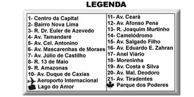 Mapa de Campo Grande - MS - Legenda 
