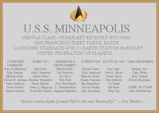 USS Minneapolis dedication plaque