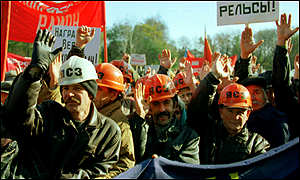 miners demonstrate in Moscow