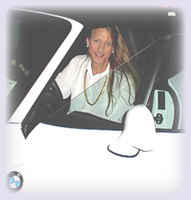 Karen Anne Taylor in a BMW in Research Triangle park (RTP) NC