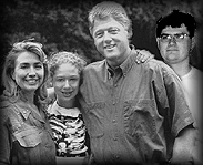 Jeff with Hillary, Chelsea, and Bill Clinton.