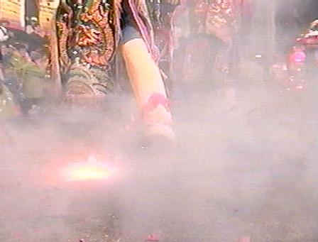 Firecrackers under foot