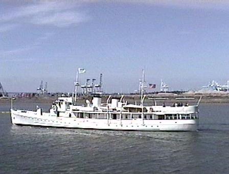 Passing the U.S.S. Potomac out on the bay.