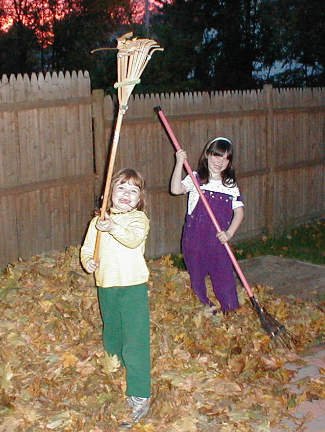 Elizabeth and Hayley clearing the pathway 2000