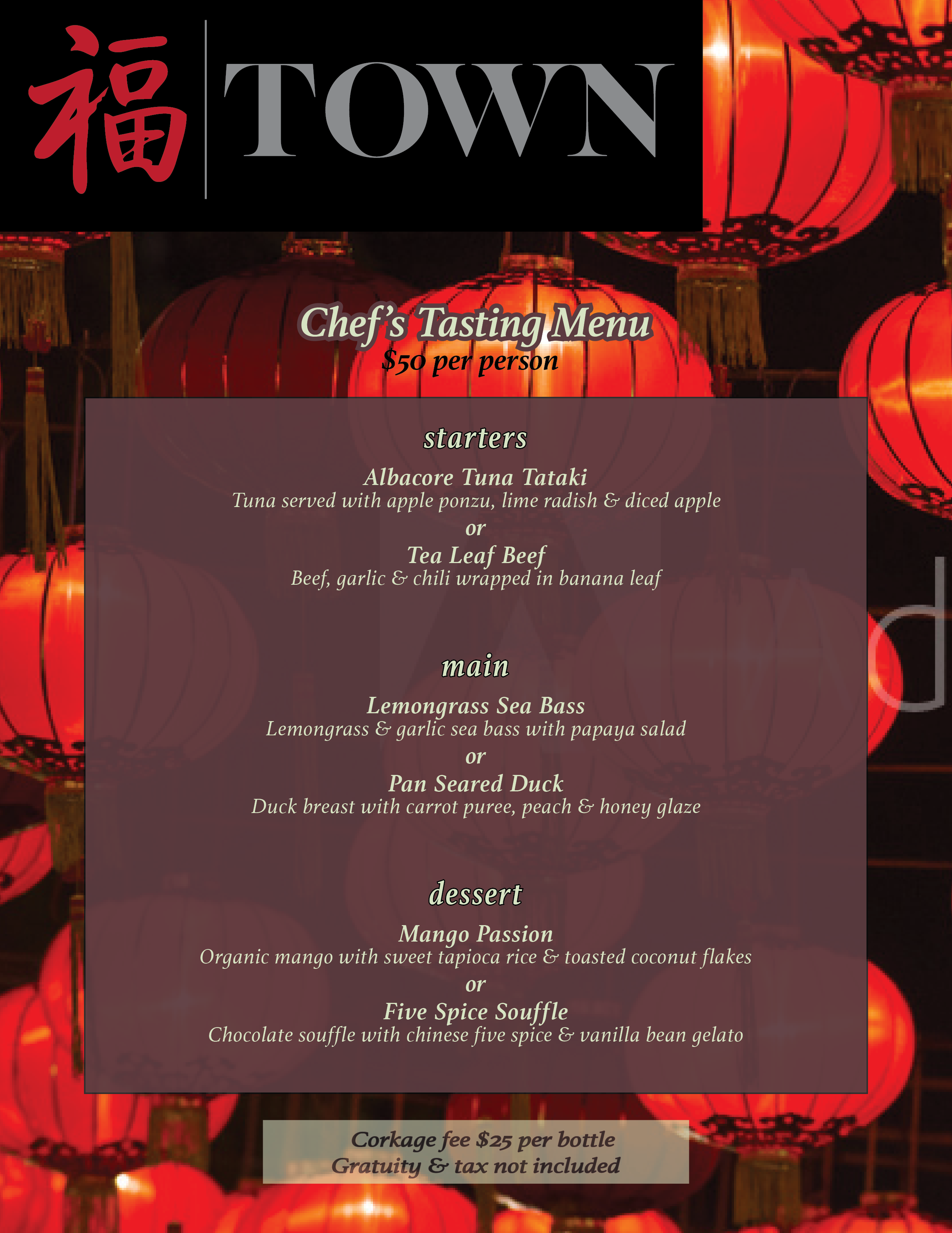 dinner menu