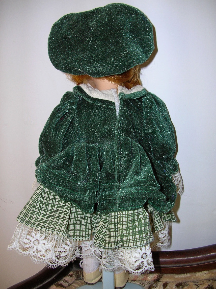 slim fit dress slacks CELTIC Ireland Porcelain DOLL Redhead Velvet Satin Costume Dress 17in