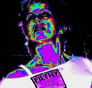 SHADE BURNETT, BIO-HAZARD COP IN "FILTHY".